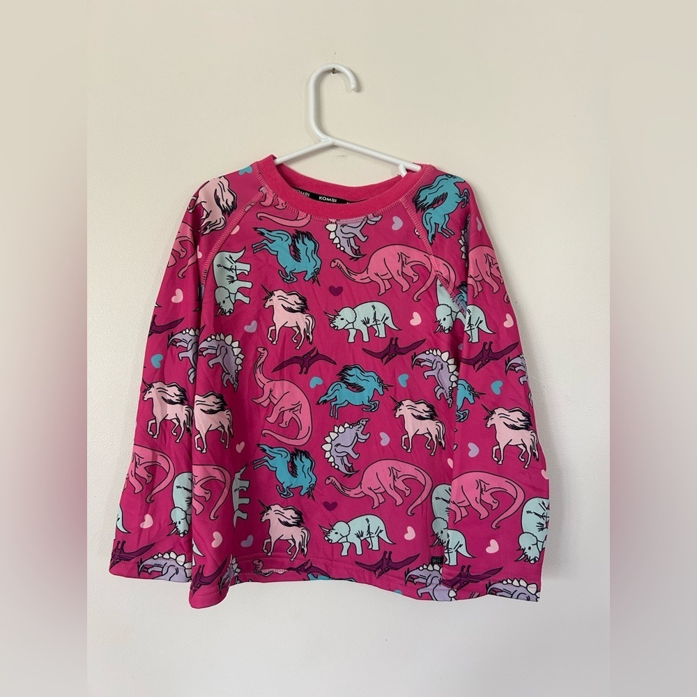 Kombi B3 Velvet Fleece Set Childrens Pink Unisaurus Kids Size Large (Age 6-7) - Picture 2 of 14